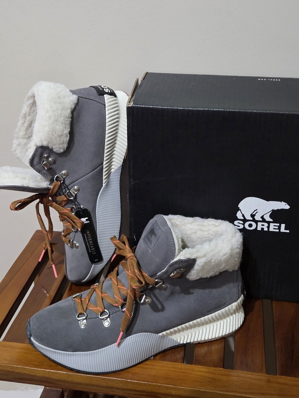 Sorel Out N About lll Conquest Quarry, Fawn Suede Shearling-Lined Winter Boots